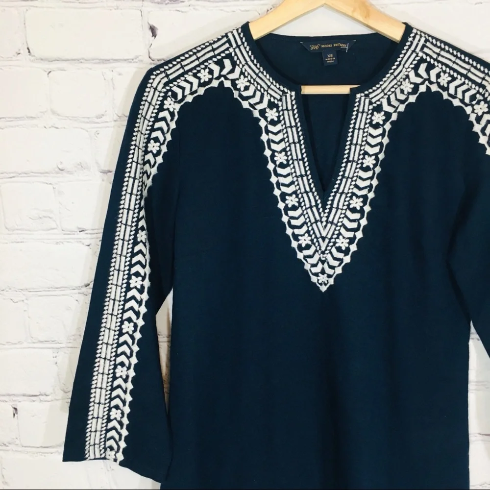 BROOKS BROTHERS 346 Embroidered Blouse Tunic Top - Picture 2 of 5